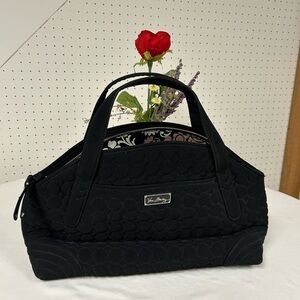 Vera Bradley Black Quilted Satchel Purse Handbag ~ EUC
